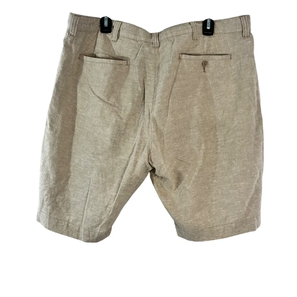 Bruno Linen Shorts Mens 38 Tan Classic Fit Washable Summer Beach Coastal Casual
